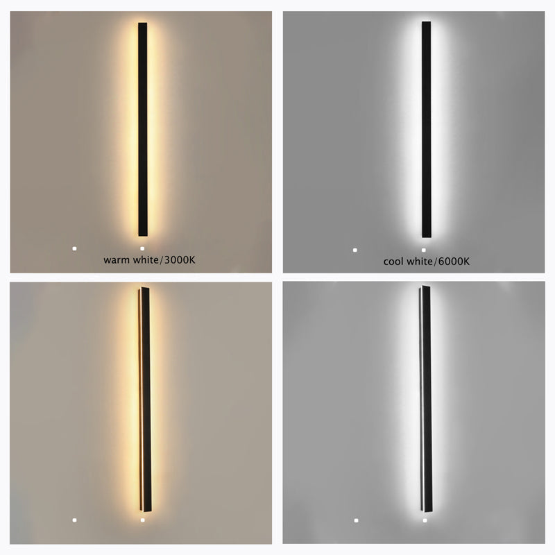 Aplique de pared exterior Veldrin minimalista y delgado de metal negro
