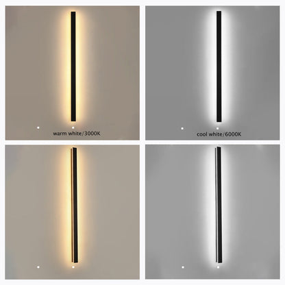 Aplique de pared exterior Veldrin minimalista y delgado de metal negro