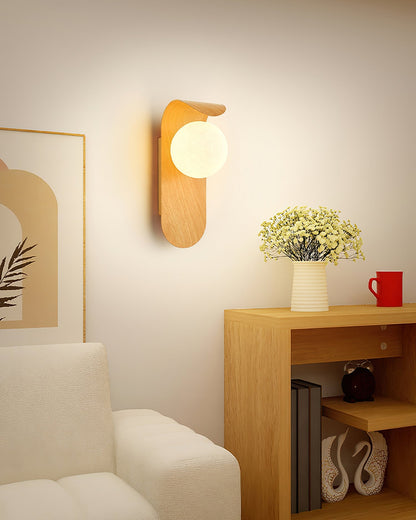 Lámpara de pared de madera con globo minimalista Velmara