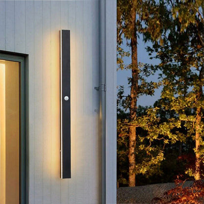 Aplique de pared exterior Veldrin minimalista y delgado de metal negro