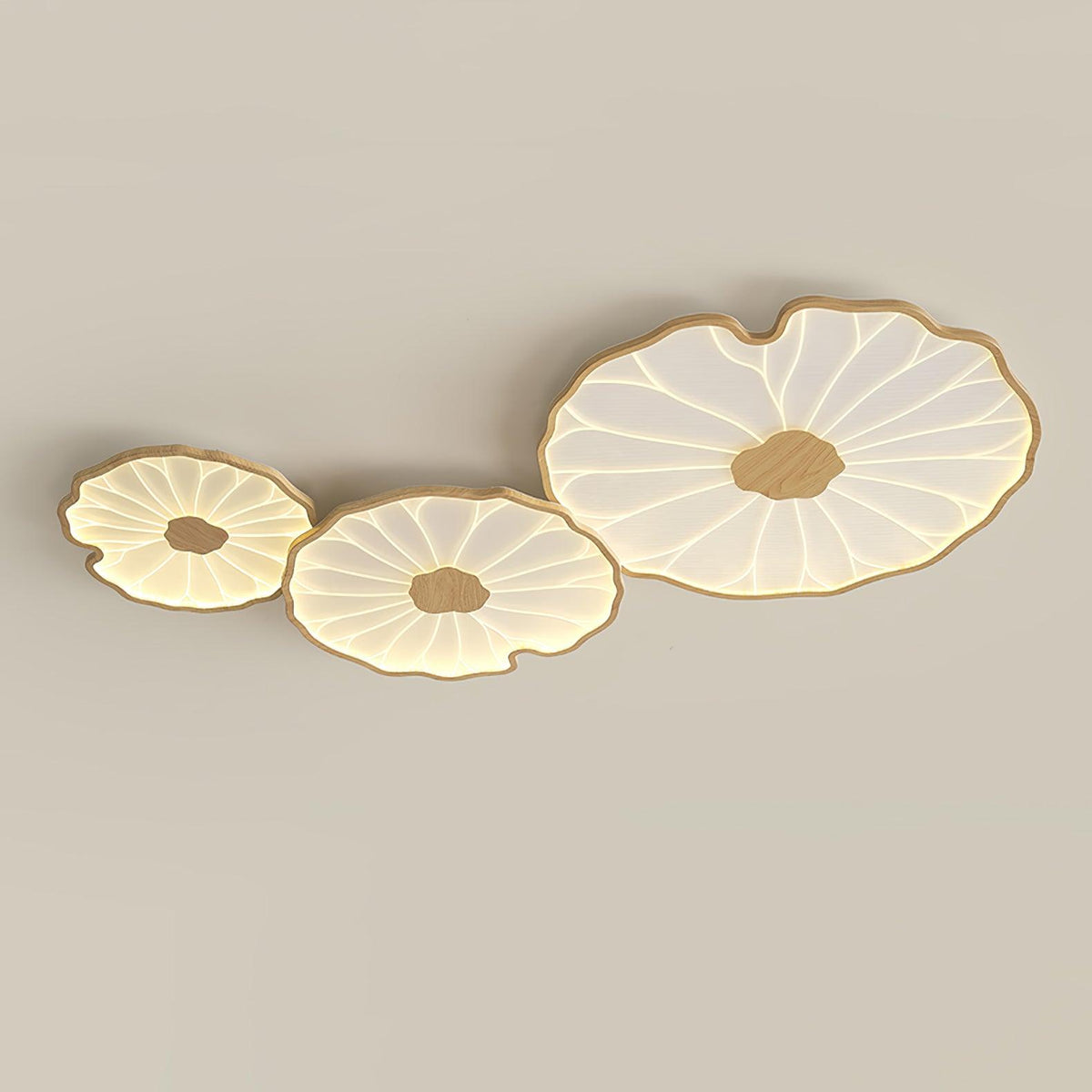 Lámpara de techo Waterlily con acabado de veta de madera