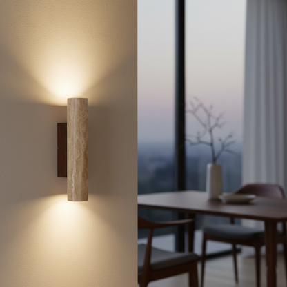 Aplique de pared Torvela Japandi de travertino