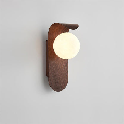 Lámpara de pared de madera con globo minimalista Velmara