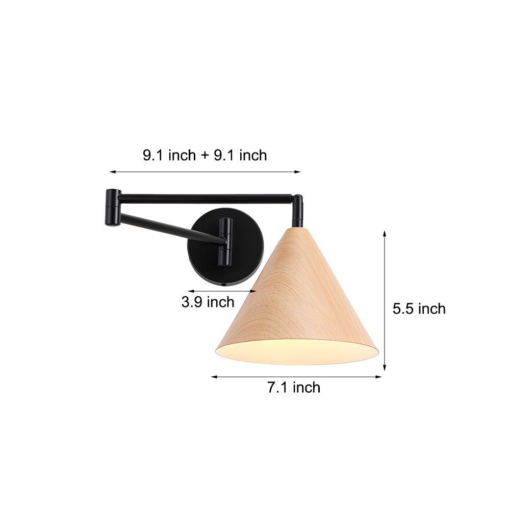 Lámpara de pared Linnoro con brazo articulado y acabado efecto madera escandinavo