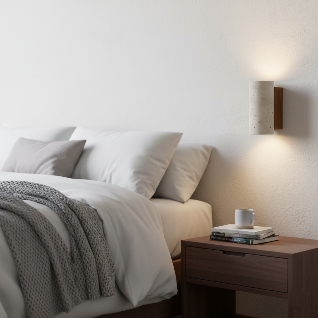 Aplique de pared Torvela Japandi de travertino