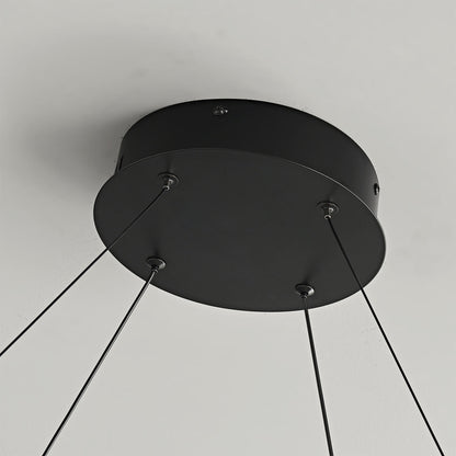 Lámpara de araña LED de nogal con dos anillos