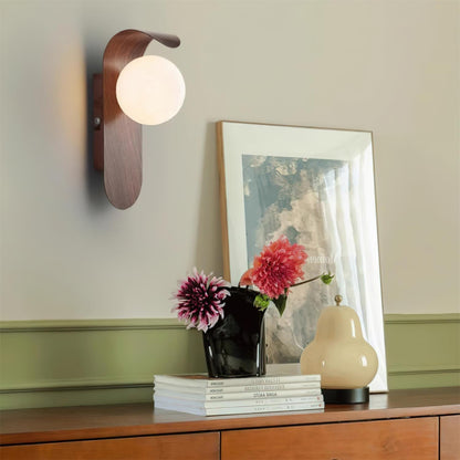 Lámpara de pared de madera con globo minimalista Velmara