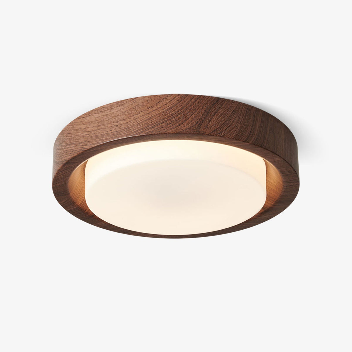 Lámpara de techo redonda de madera y vidrio