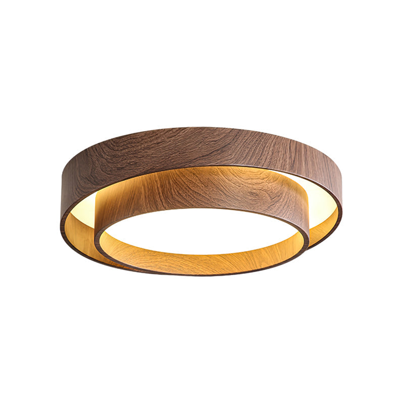 Lámpara de techo de espiral y anillo de nogal