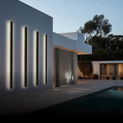 Aplique de pared exterior Veldrin minimalista y delgado de metal negro