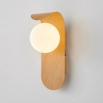 Lámpara de pared de madera con globo minimalista Velmara