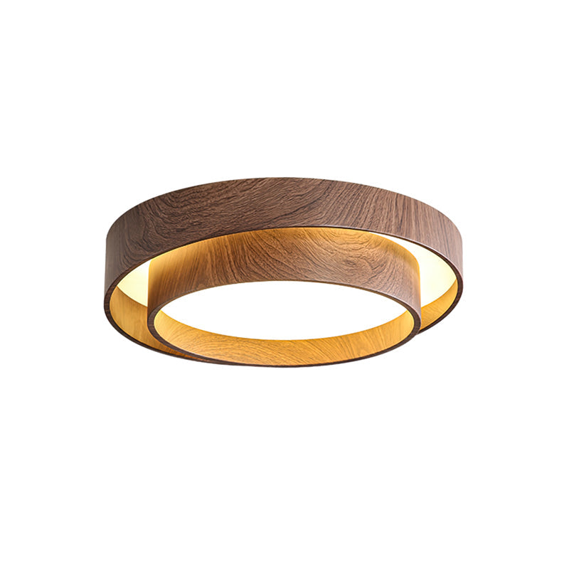 Lámpara de techo de espiral y anillo de nogal