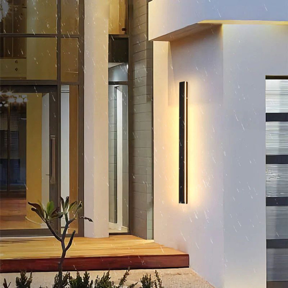 Aplique de pared exterior Veldrin minimalista y delgado de metal negro