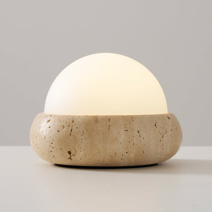Lámpara de mesa wabi-sabi de travertino Orlando