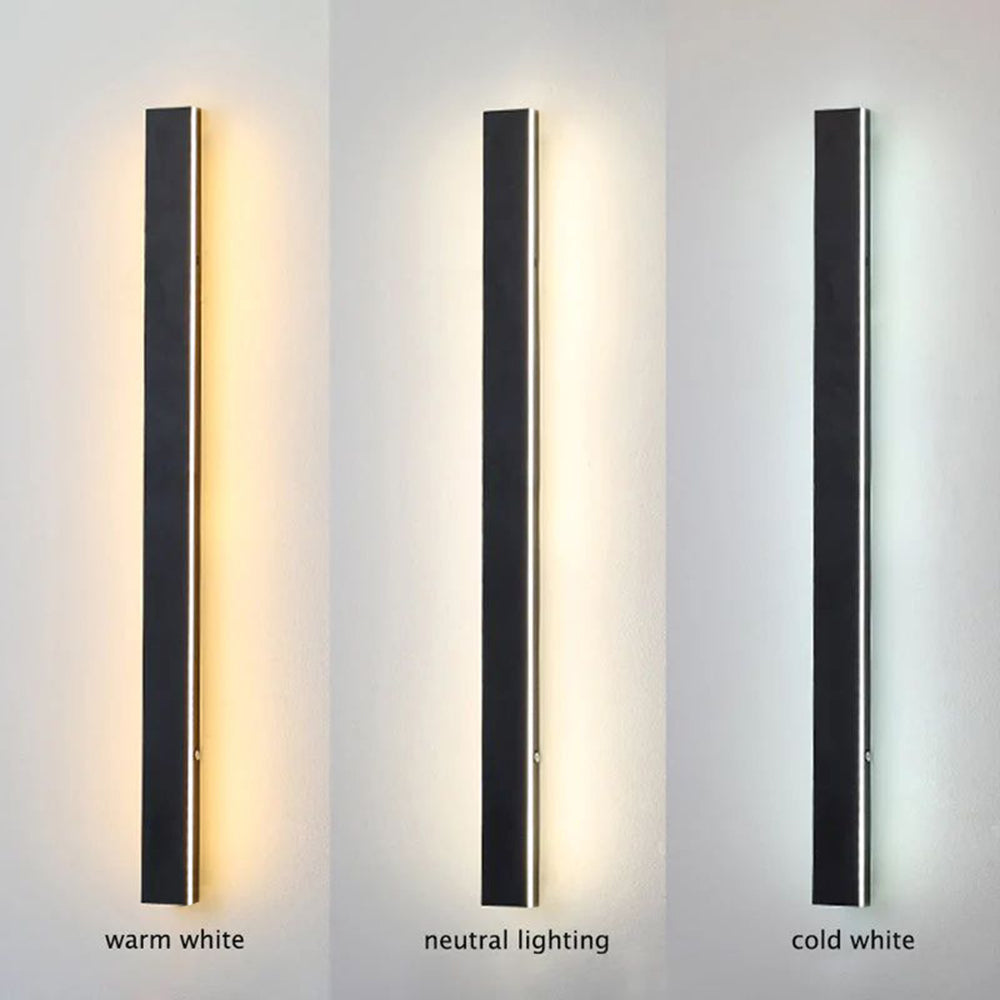 Aplique de pared exterior Veldrin minimalista y delgado de metal negro