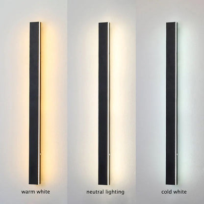 Aplique de pared exterior Veldrin minimalista y delgado de metal negro