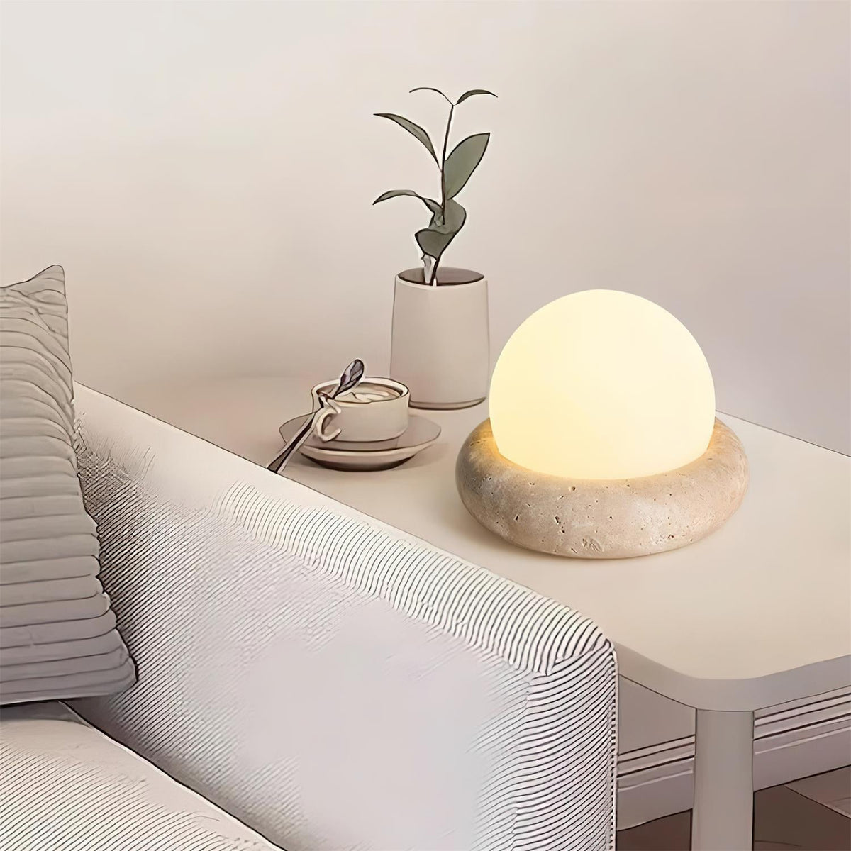 Lámpara de mesa wabi-sabi de travertino Orlando