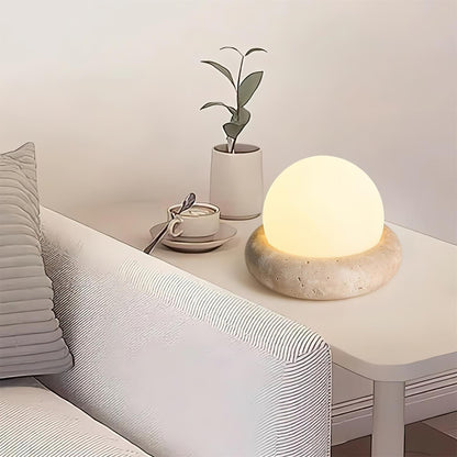 Lámpara de mesa wabi-sabi de travertino Orlando