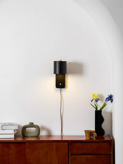 Aplique de pared cilíndrico giratorio con enchufe