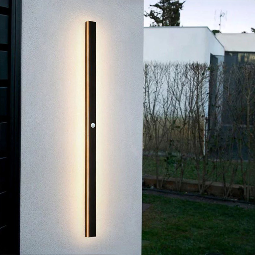 Aplique de pared exterior Veldrin minimalista y delgado de metal negro