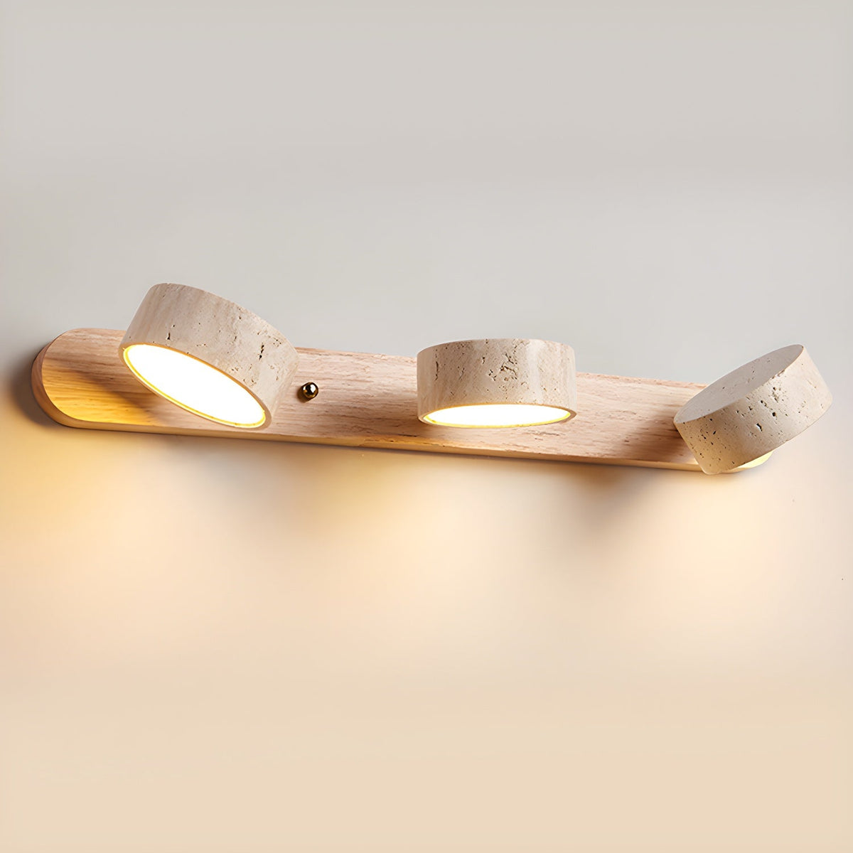 Lámpara de pared para tocador de madera y travertino