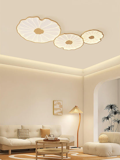 Lámpara de techo Waterlily con acabado de veta de madera