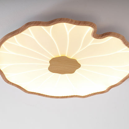 Lámpara de techo Waterlily con acabado de veta de madera
