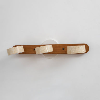 Lámpara de pared para tocador de madera y travertino