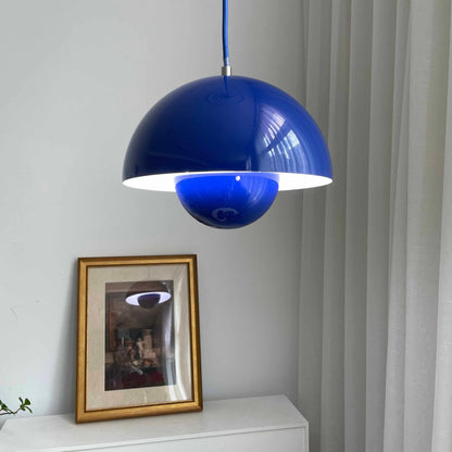Lámpara colgante metálica de doble cúpula