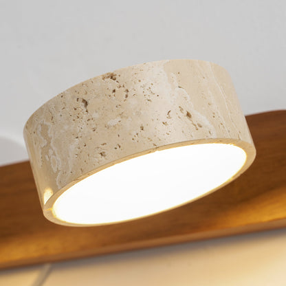 Lámpara de pared para tocador de madera y travertino