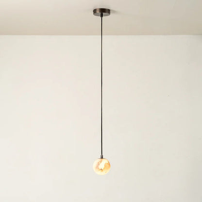 Lámpara colgante de bronce con vidrio de alabastro