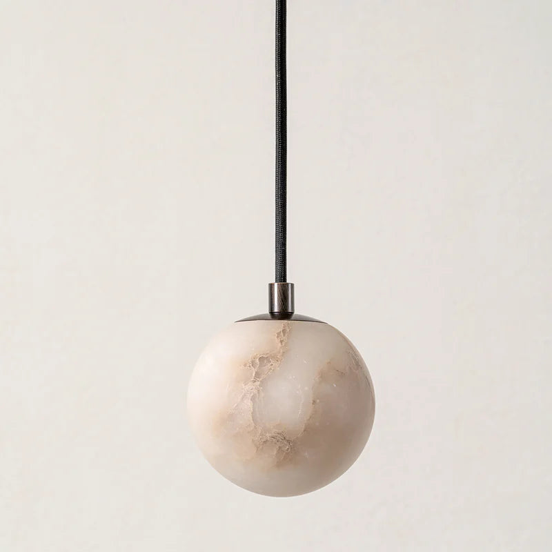 Lámpara colgante de bronce con vidrio de alabastro