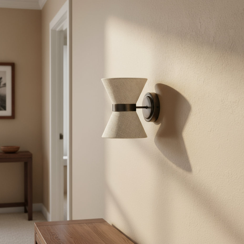 Lámpara de pared de bronce y lino