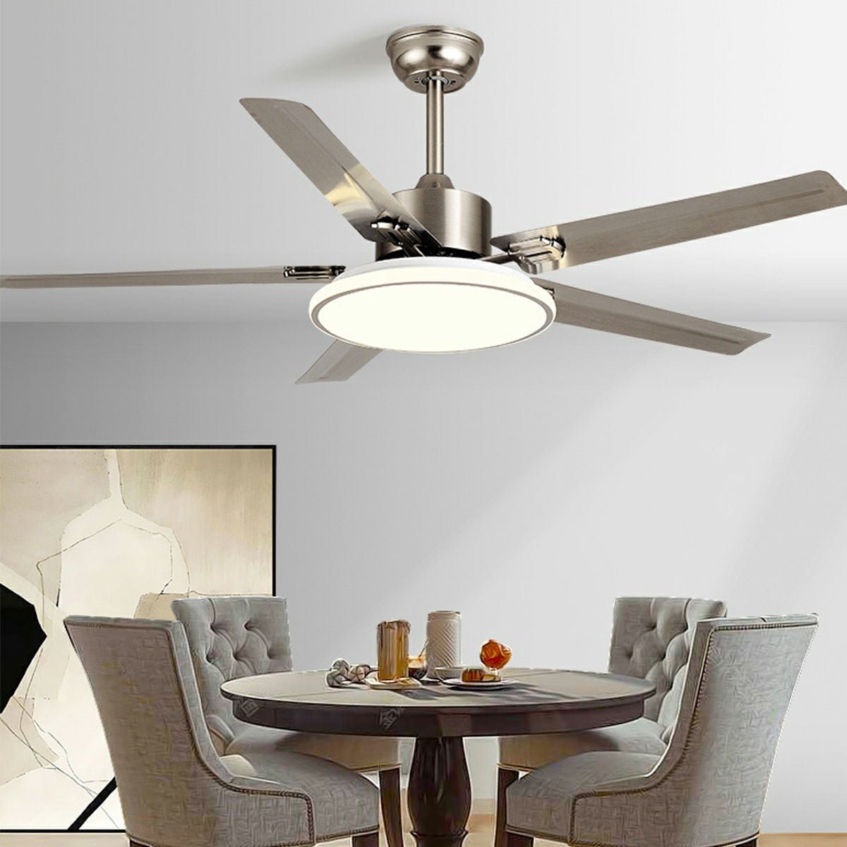 Ventilador de techo moderno con luz LED y 5 aspas