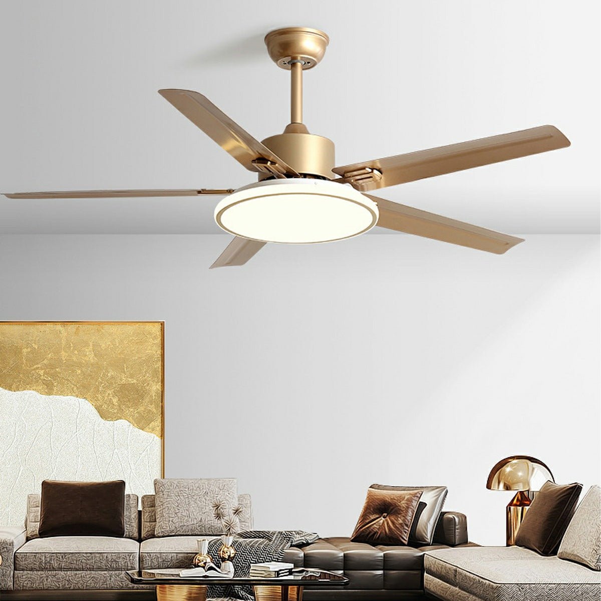 Ventilador de techo moderno con luz LED y 5 aspas