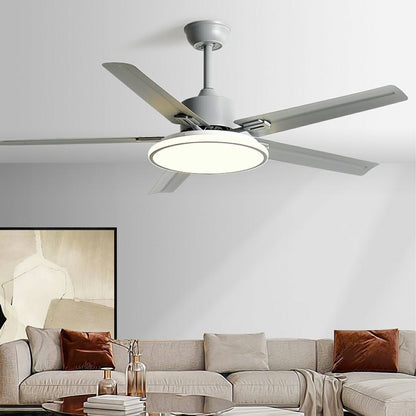 Ventilador de techo moderno con luz LED y 5 aspas