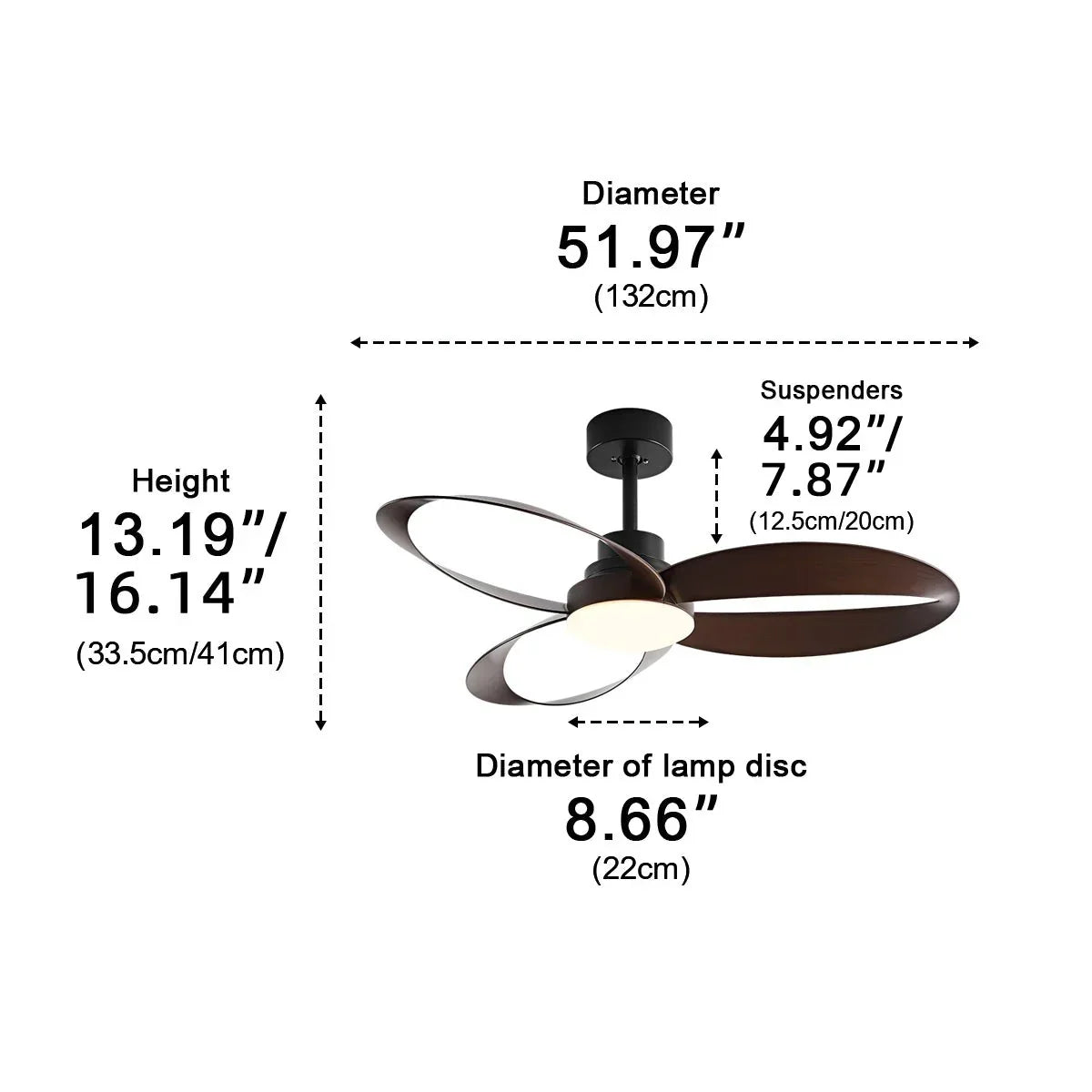 Ventilador de techo moderno con aspas de madera LED