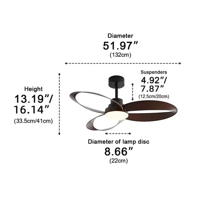 Ventilador de techo moderno con aspas de madera LED