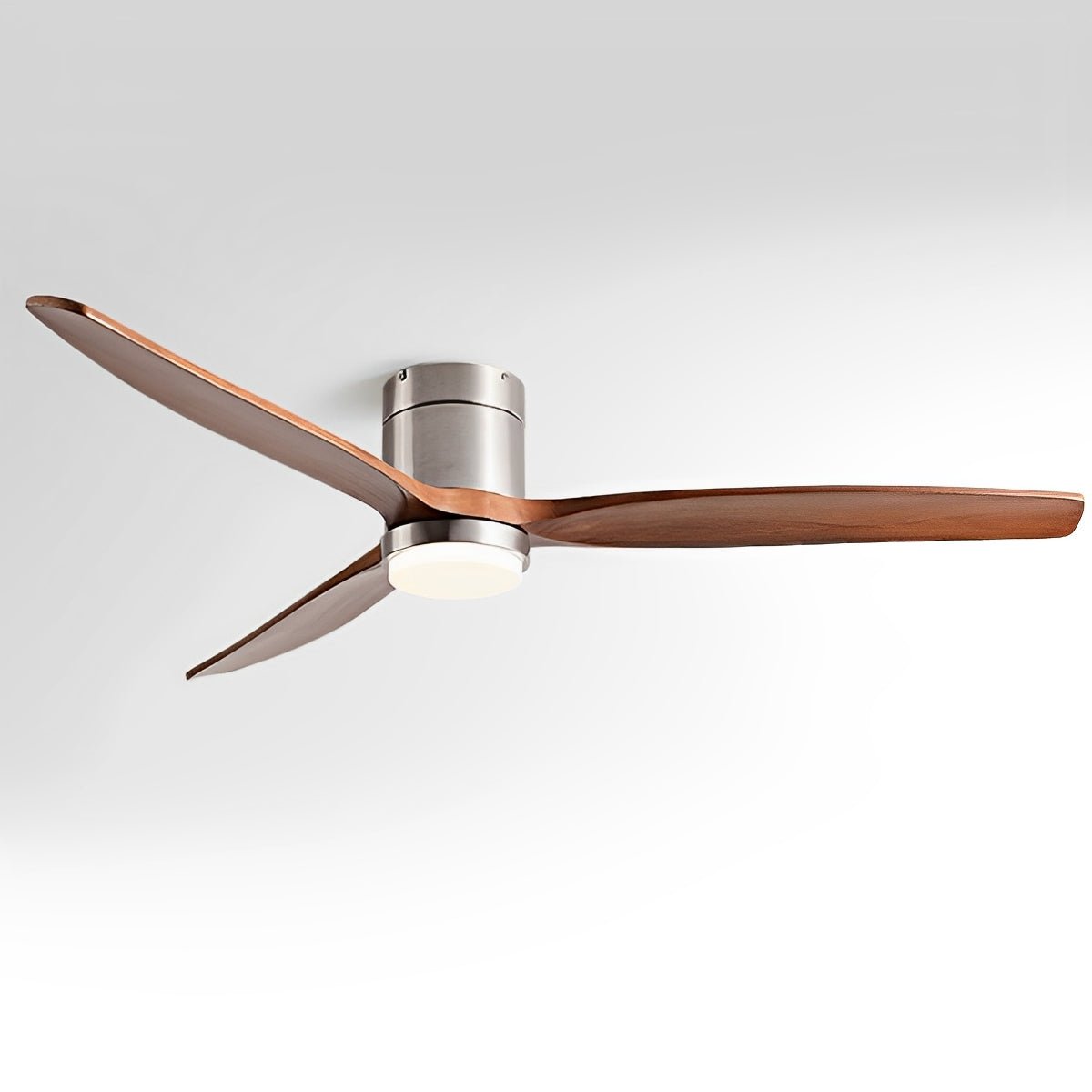 Luz de ventilador de techo LED con acabado en madera moderna