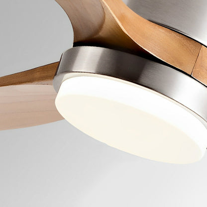 Luz de ventilador de techo LED con acabado en madera moderna