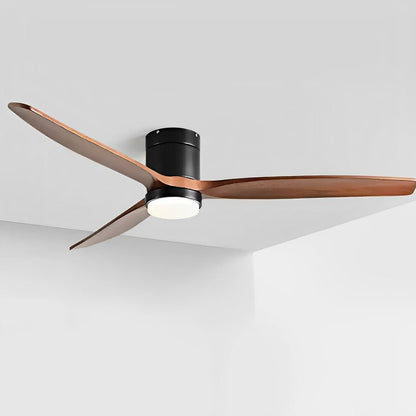 Luz de ventilador de techo LED con acabado en madera moderna