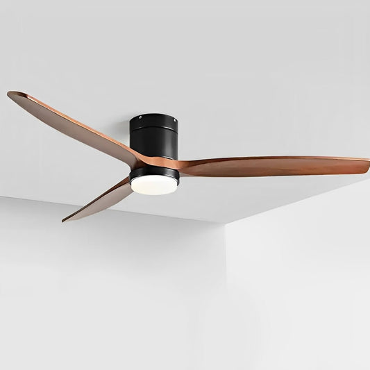 Luz de ventilador de techo LED con acabado en madera moderna