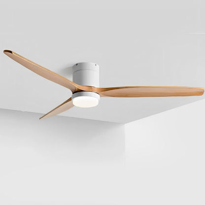 Luz de ventilador de techo LED con acabado en madera moderna