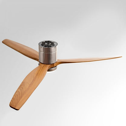 Luz de ventilador de techo LED con acabado en madera moderna