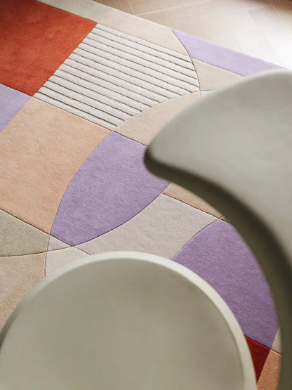 Alfombra moderna de lana con diseño multicolor