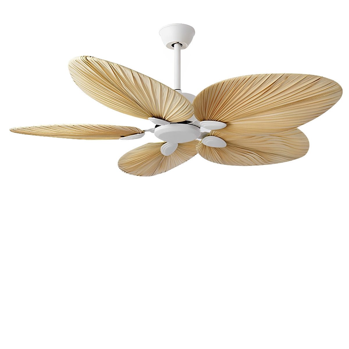 Ventilador de techo con hoja de palma tropical