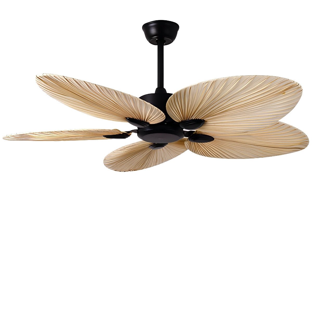 Ventilador de techo con hoja de palma tropical