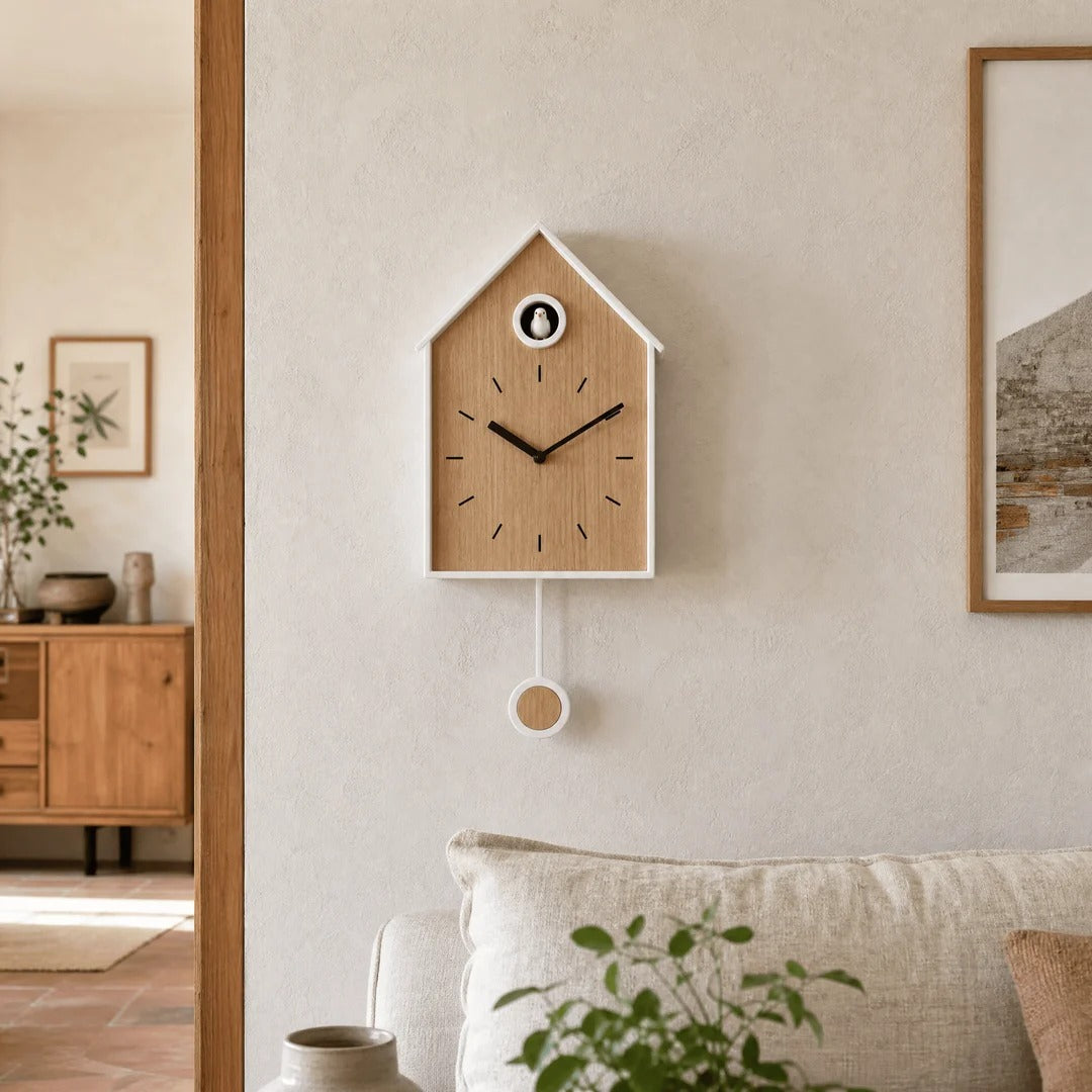 Reloj de cuco de péndulo de MDF escandinavo Elvaro