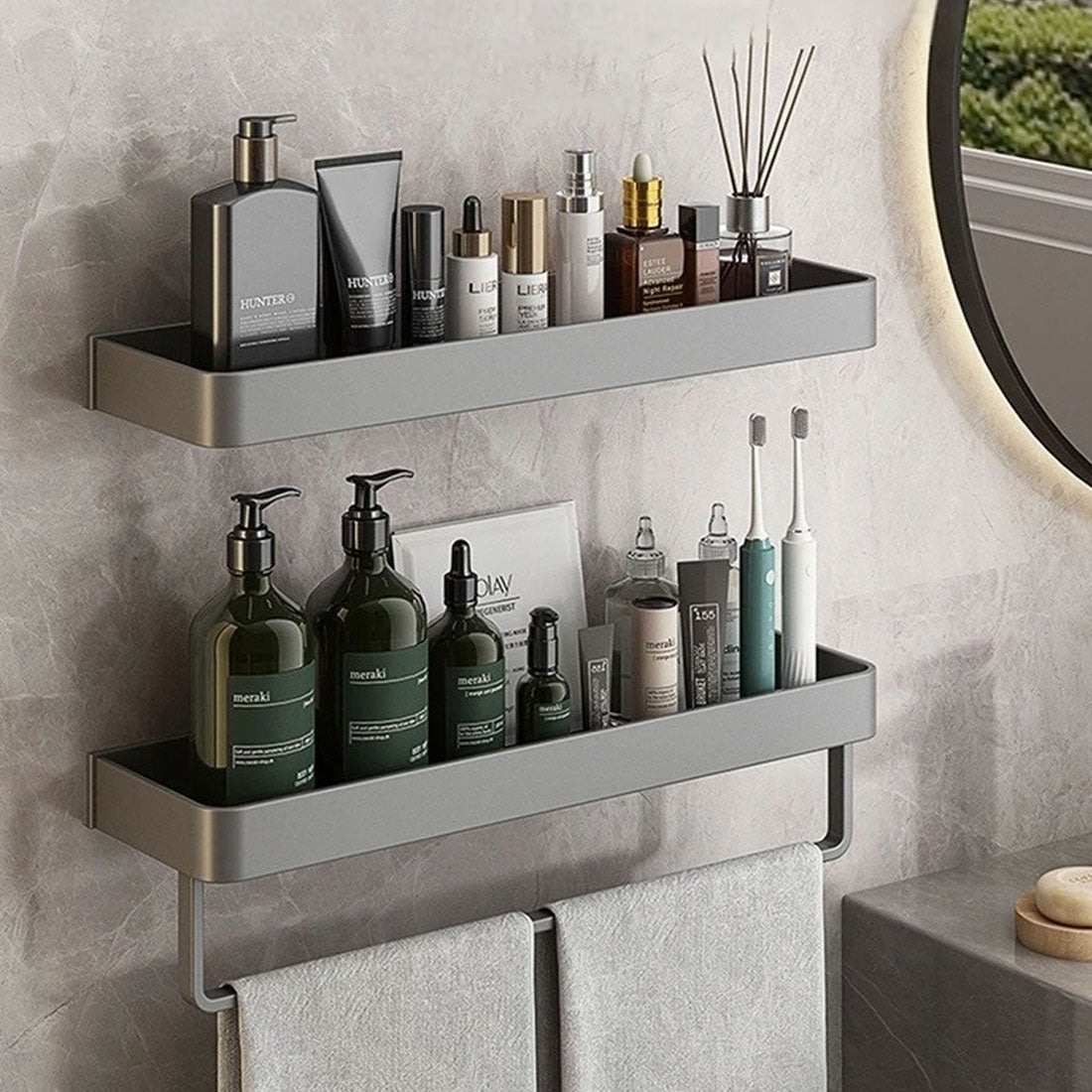 Estante moderno gris para baño