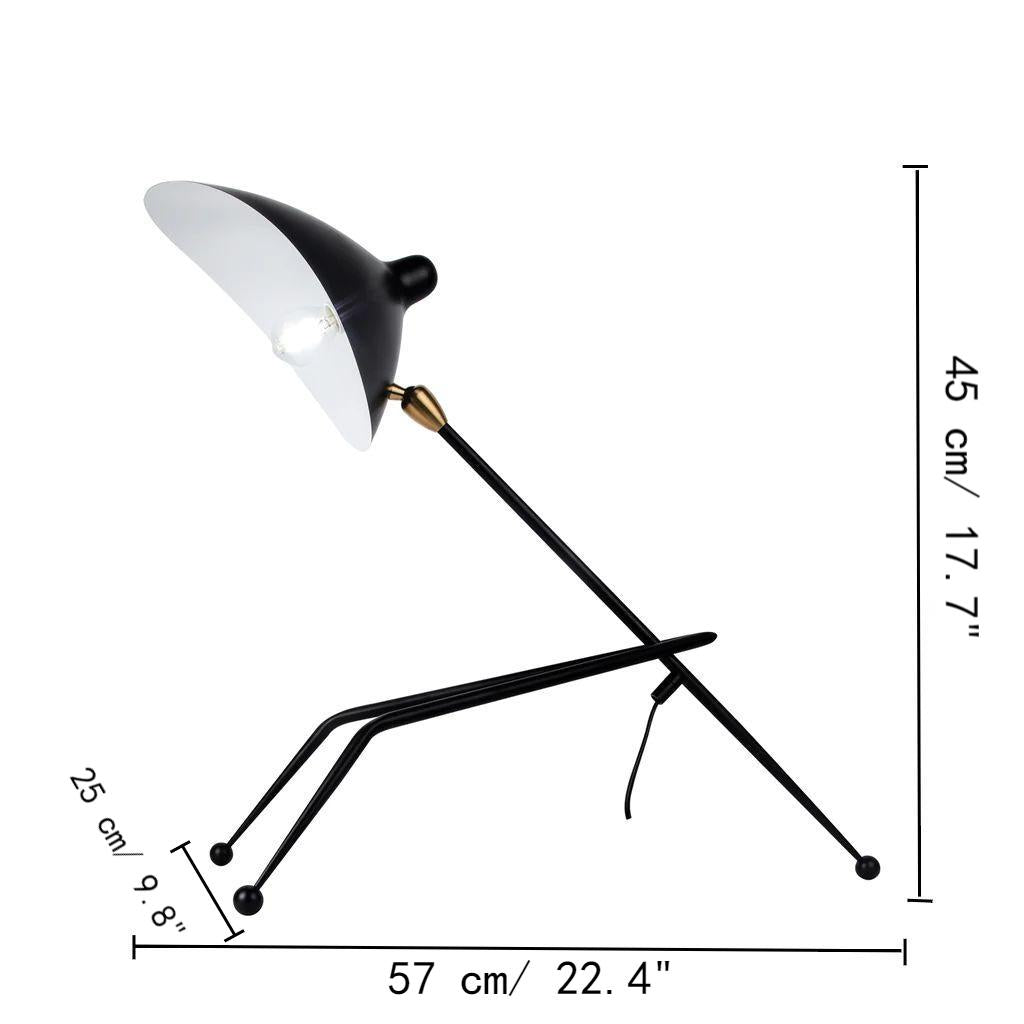 Lámpara de mesa moderna con trípode de metal